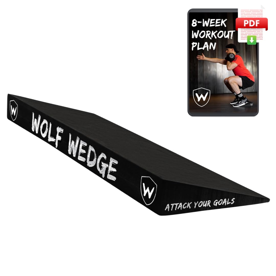 Wolf Strength Squat Wedge Block – Heel Elevated Slant Board for Squats, One-Piece Durable Workout Wedge and Weight Lifting Ramp for Improved Strength, Non-Slip Angled Incline Platform for Mobility