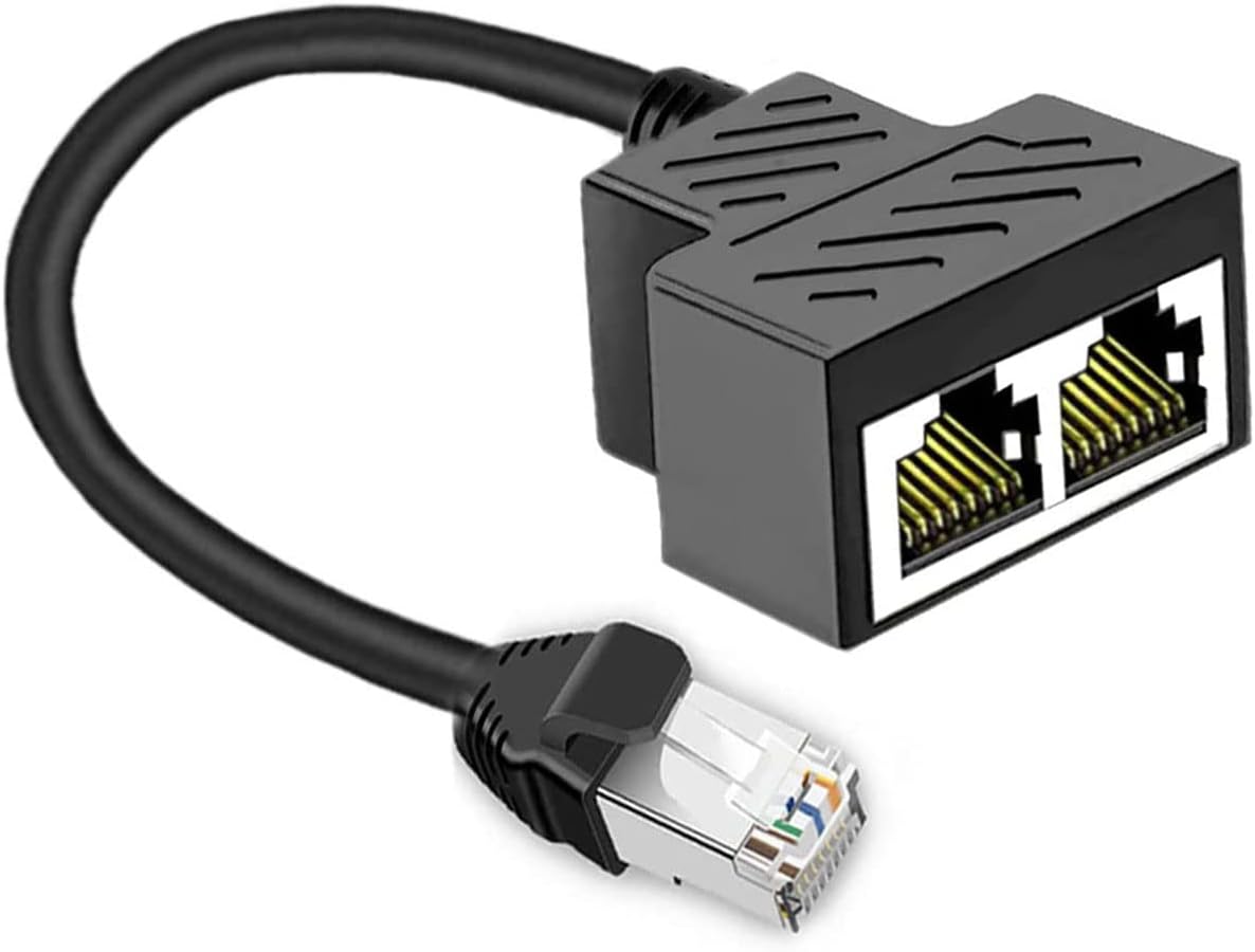 MVBOONE 1 2 RJ45 Ethernet Splitter to Network Cable Adapter, Note Only Connect one Network at a Time, Compatible