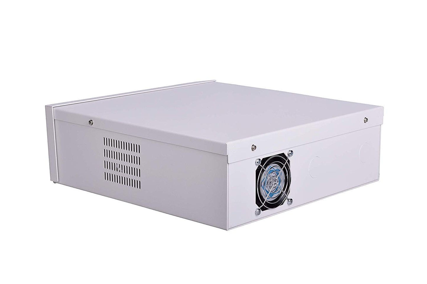 ARES VISION White DVR Lock Box 18" x 18" x 5" – Heavy Duty 16 Gauge Steel Security Enclosure with Fan, Lock & Key, Cable Knockouts – Secure NVR, Router, AV Equipment for Home & Commercial Use