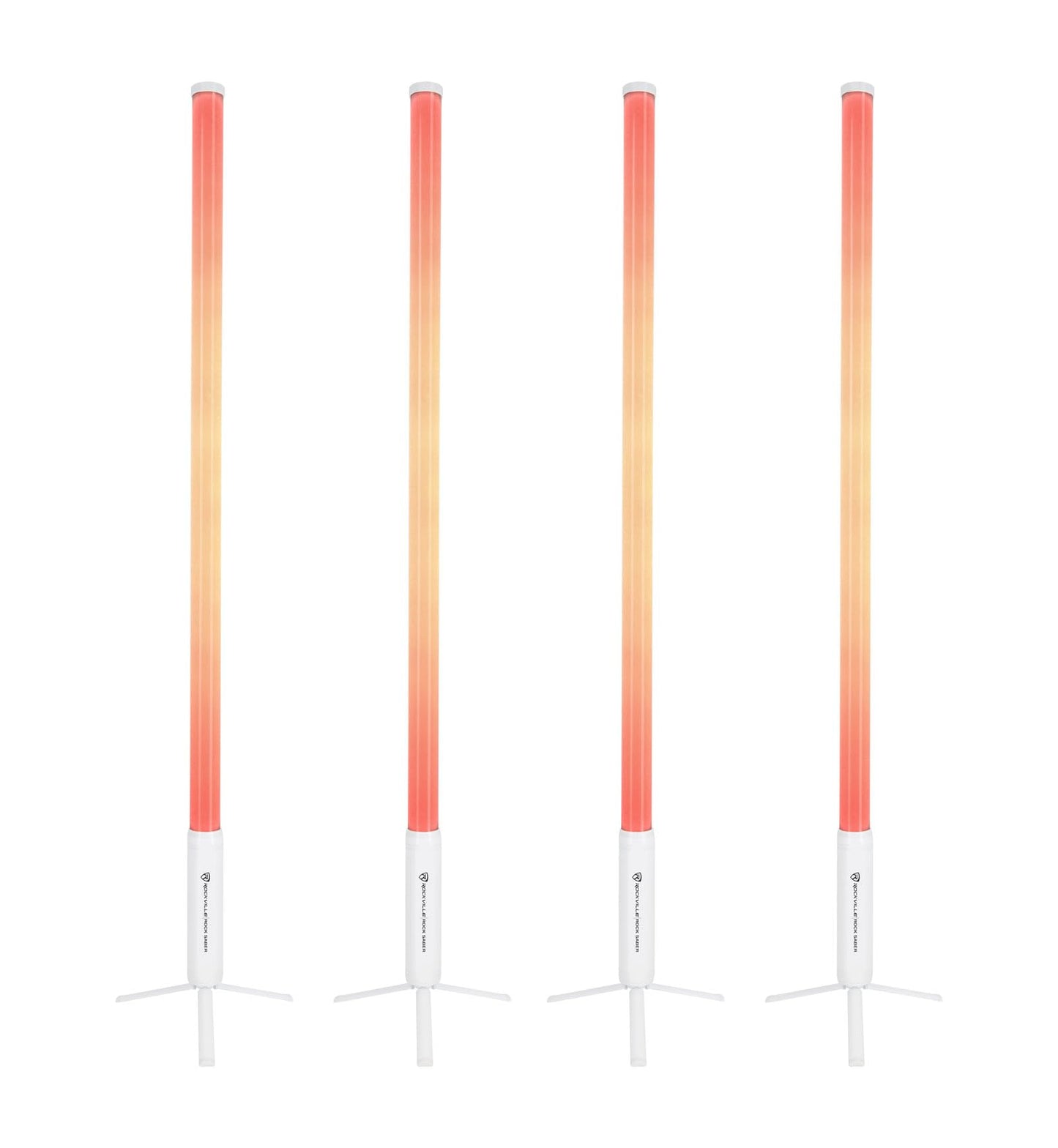 Rockville 4X Rock Saber White Wireless DMX DJ Tube Lights, 5ft, 23H Rechargeable Battery, 192 RGBWA LEDs, IP65 Indoor/Outdoor, App Control+Remote, Padded Bag, Floor Stand/Truss Mount