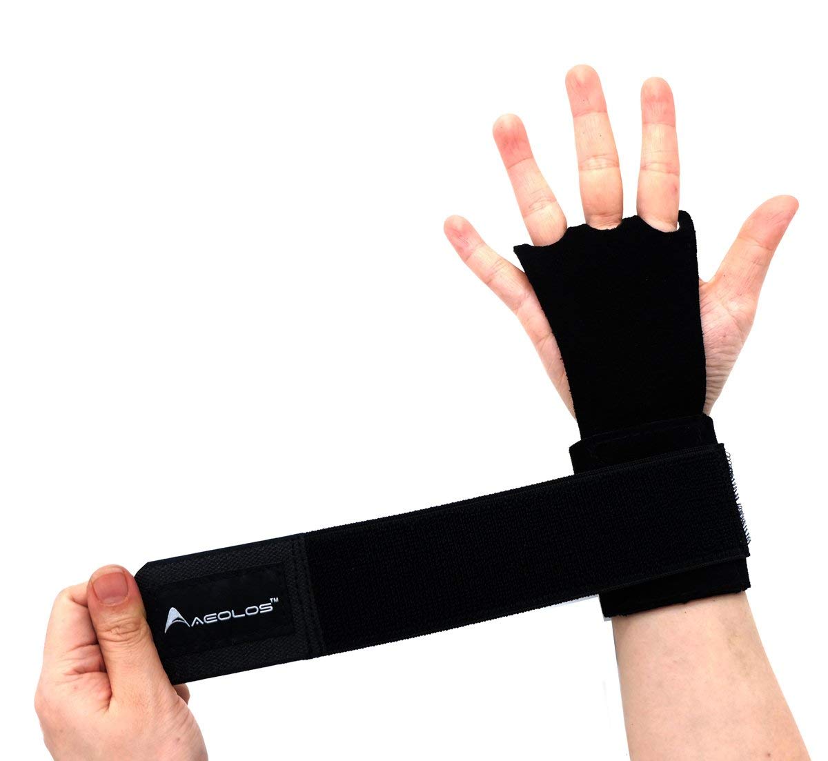AEOLOS Leather Gymnastics Hand Grips-Great for Gymnastics,Pull up,Weight Lifting,Kettlebells and Cross Training (Black, X-Small)