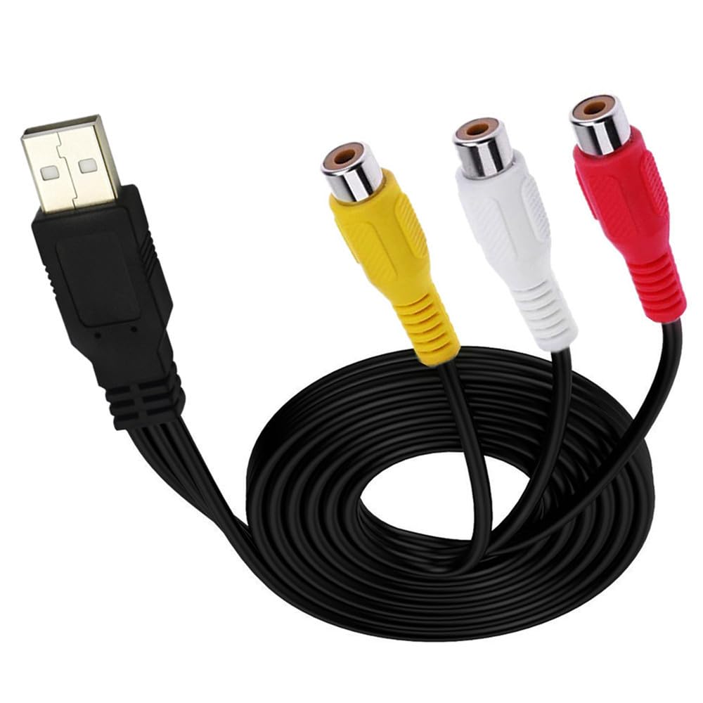 5FT, 2.0 3 USB to RCA Cable USB A Female to RCA Female Cord AV Composite Cable for DVDs, Digital Cameras, Camcorder