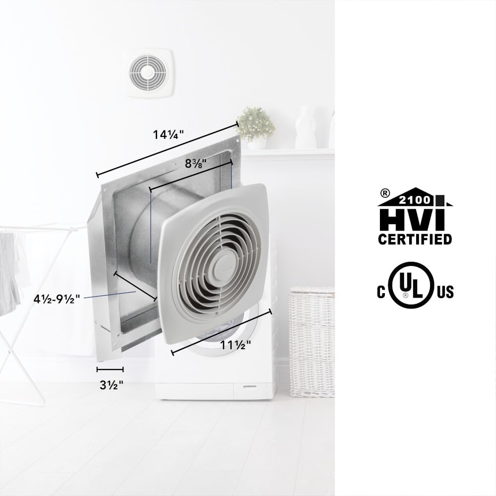 Broan-NuTone 509 Through-the-Wall Ventilation Fan White Cover, 200 CFM, 8.5 Sones, 8"