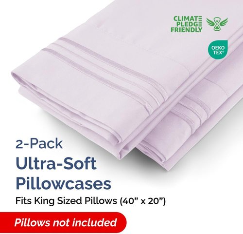 King Pillow Cases by [Brand Name] - Ultra Soft Hotel Quality Pillowcase Covers | Wrinkle-Free & Fade Resistant - Light Lavender - Set of 2