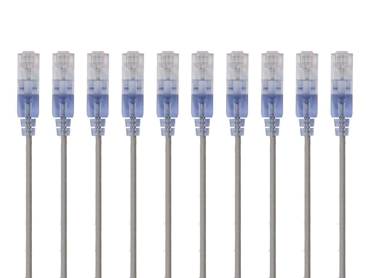 Cat6A RJ45, 550Mhz, 10G, 30AWG, 10-Pack, 5 Monoprice Ethernet Patch Cable - Snagless UTP, Pure Bare Copper Wire, Feet