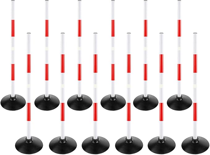 Red-White Soccer Agility Pole Set Rubber Base Dribbling Stick Traffic Warning Sign Pole Multifunctional Training Pole
