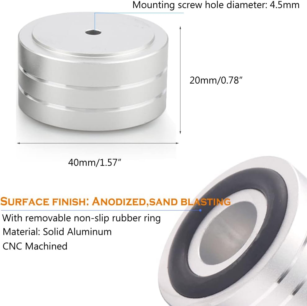 4 Sets Spikes,40x20mm,Shockproof Tertullus High-End HiFi Aluminum Speaker Feet, Shock Base Pad Stand Pad for HiFi