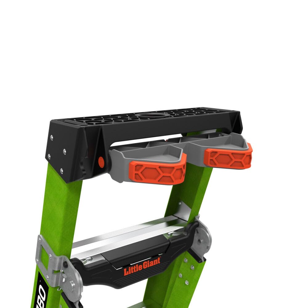 Little Giant Ladders King Kombo™ Industrial 5-Ft Multi-Position Ladder, Step/Extension/Leaning Modes, Non-Conductive Fiberglass, Rotating Wall Pad, Ground Cue, 375 Lbs. Capacity Type IAA