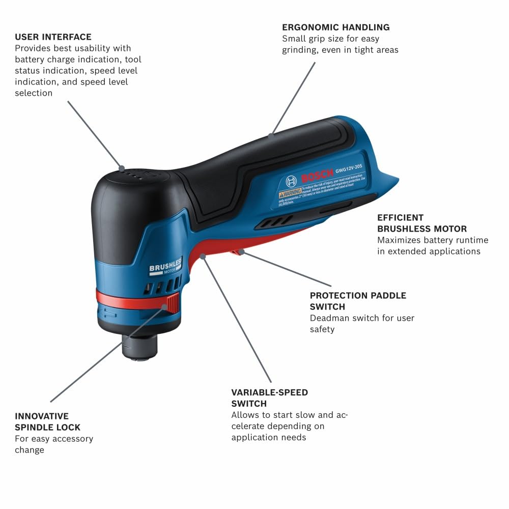 Bosch GWG12V-20SN 12V Max Brushless 1/4 In. Right Angle Die Grinder