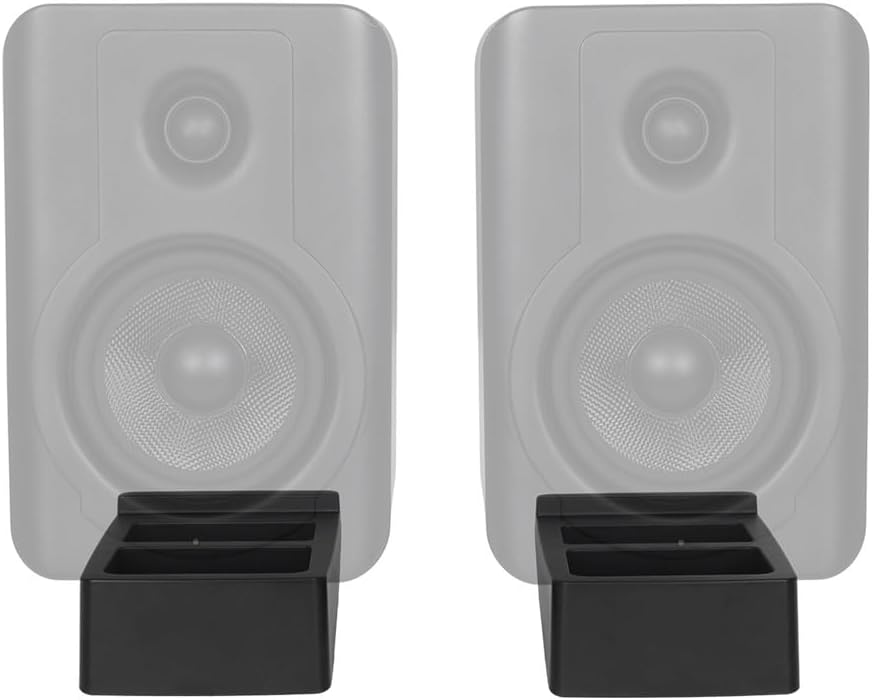 Monoprice 15 Tilted Wedge Desktop Speaker Stands for Medium Sized Speakers, Speaker Riser, Anti-Vibration, Degrees