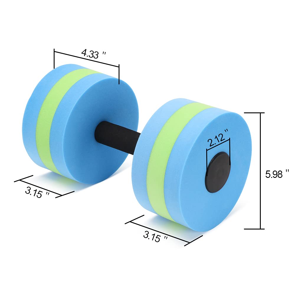 OSMOFUZE Aquatic Dumbbells, Water Dumbbell 2PCS Water Aerobic Exercise Foam Dumbbells Pool Resistance Water Fitness Equipment for Weight Loss