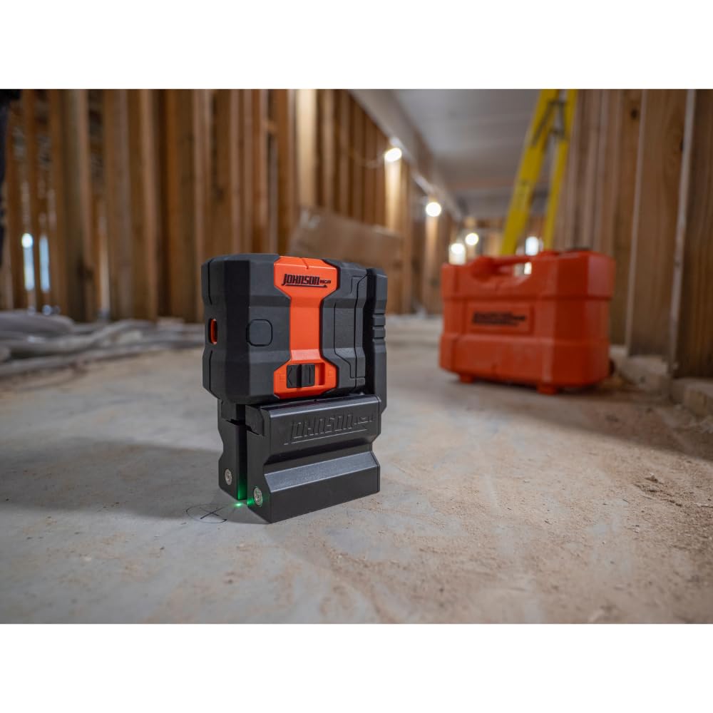 Johnson Level & Tool JDT300-GN3D Laser Level, Self-Leveling Kit 3 Dot Laser with GreenBrite® Technology, Magnetic Base, Hard-shell Carry Case, Floor Mount