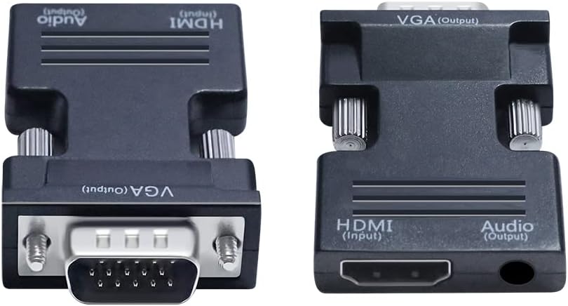 DTECH 3.5mm 1080P Directional HDMI to VGA Adapter with Audio Port (Laptop HDMI Source Output to VGA TV) for Old