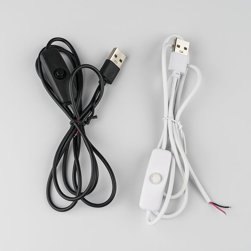 ThtRht 4 Pack 2 5V 12V USB Extension Cable with Switch On/Off Pin Wire Connector DIY Power Cord Toggle Rocker for LED