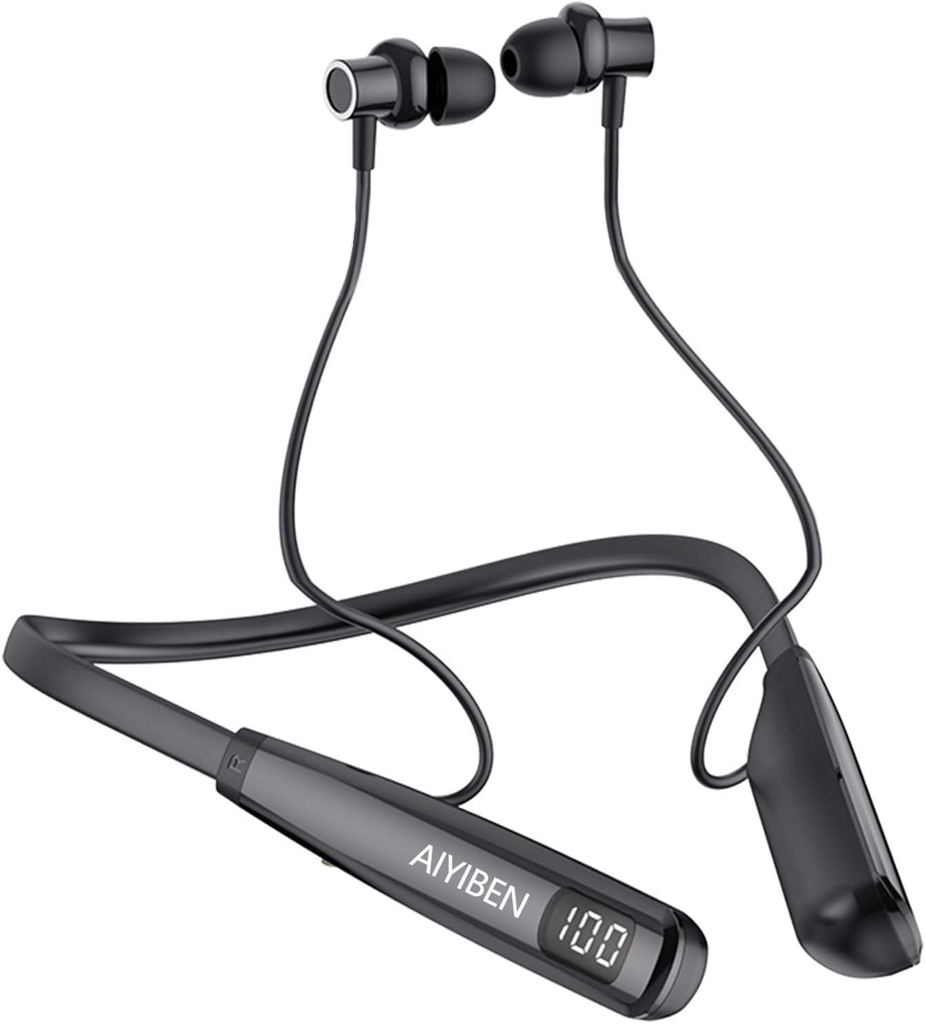 AIYIBEN 100 (Y10) Neckband Bluetooth Headphone with LED Power, Neckband Headphones Hours Playtime, in-Ear Bluetooth