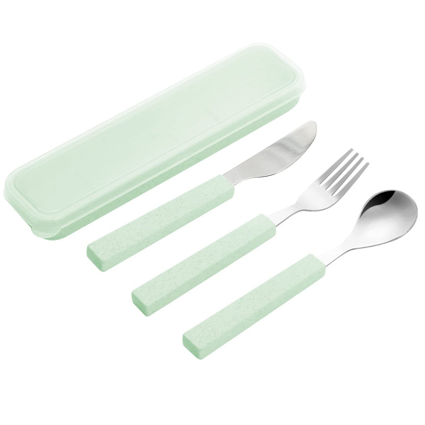 VANRA 3-Piece Children Utensils Set 18/10 Stainless Steel Child Flatware Set Silverware Knife Spoon Fork Set with Travel Case for Kids Lunch Box