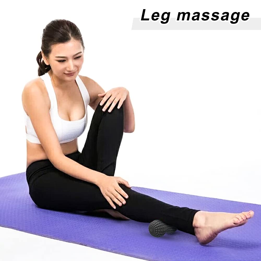 SELEWARE Peanut Massage Ball, Peanut Double Lacrosse Massage Roller Ball for Back Neck Shoulder Spine Legs Hips, Deep Tissue Peanut Roller Ball Trigger Point Muscle Massage Ball, Black