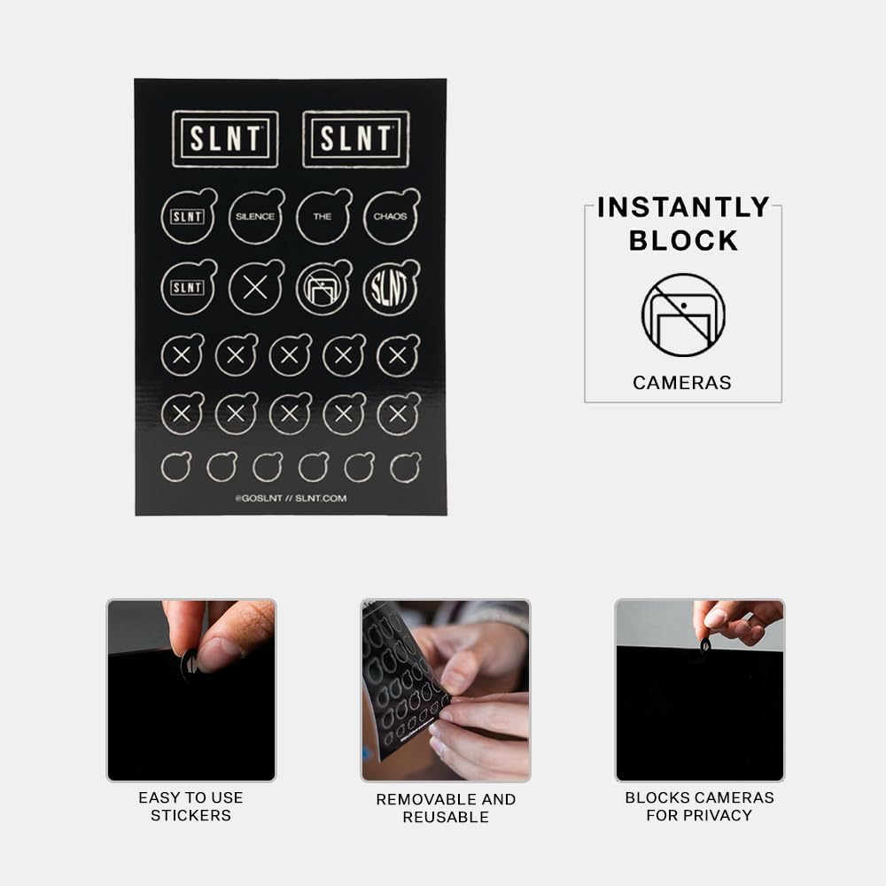 Silent Pocket SLNT Webcam Privacy Stickers for Camera Lens Privacy (Black Out) - Blocks Hackers' Spying, Recording