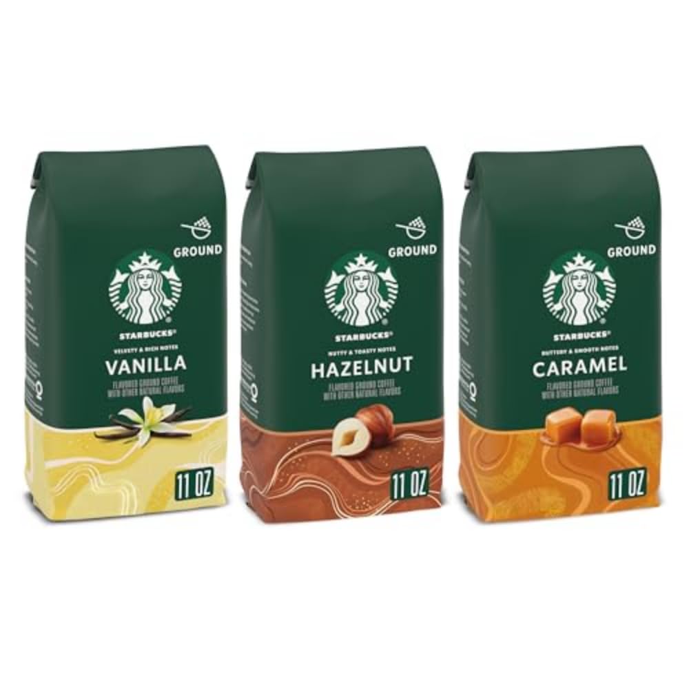 Starbucks Ground Coffee Variety Pack - Flavored Hot or Iced Coffee | Three 11 oz Bags