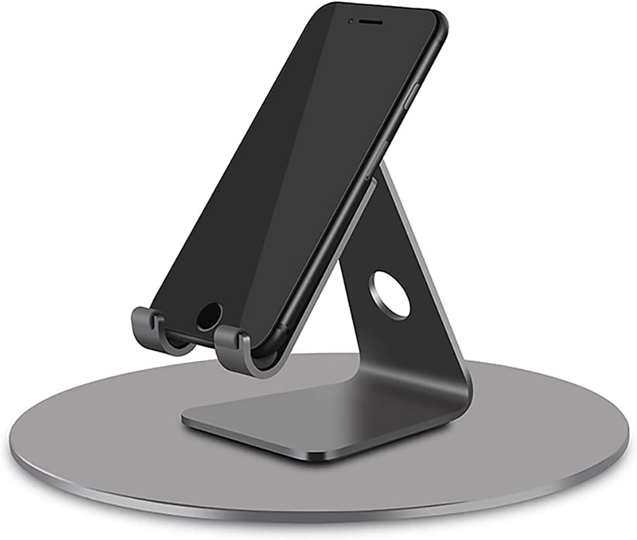 Yoqanr 360 Rotation Monitor Stand, Grey Aluminum Alloy, Wide Compatibility for iMac, Laptop, Potted Plants, Arts