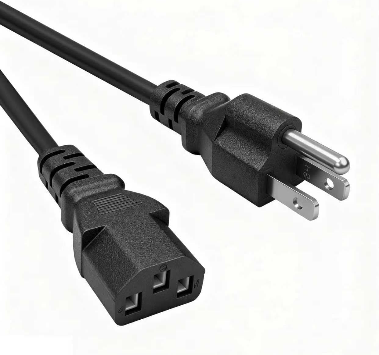 Cilhrok 3 5Ft Universal Prong AC Power Cord, Replacement PC Power Cable for Desktop Computer, Monitor, Printer