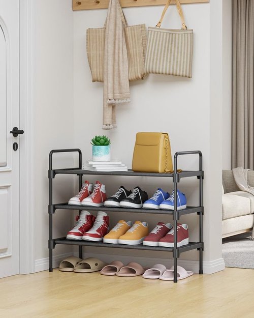 Kitsure Shoe Rack - Sturdy Space-Saving Shoe Storage for Closet | 27.6" Wide, Black