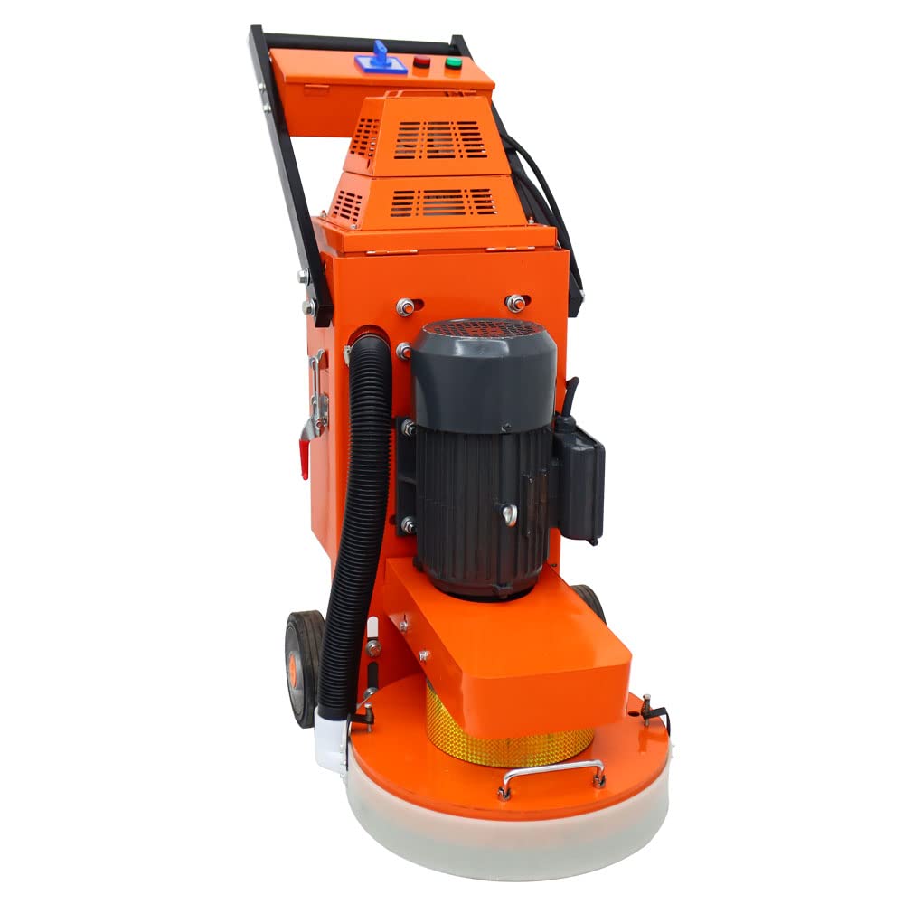INTSUPERMAI Concrete Floor Polisher Hand-push Concrete Grinding Machine Cement Ground Grinder Floor Grinder Ground Polishing Machine for Restore New and Old Ground Vacuum Dust with Built-in Fan 220V