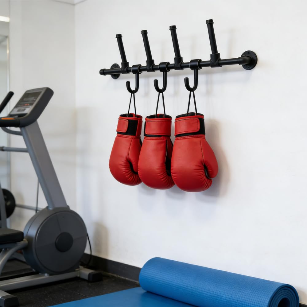 Wall Mounted Boxing Glove Holder with Hooks - Boxing Glove Storage, Saves Space & Keeps Gym Tidy - Perfect for Punching Bags,Gloves in Garage, Home Gym, Fitness Room