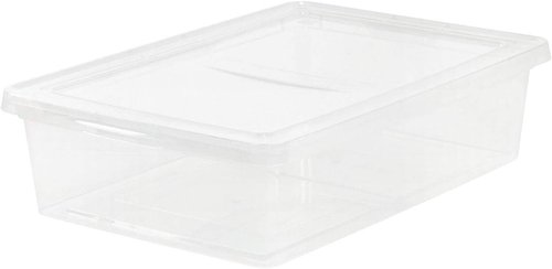 IRIS USA Storage Bins - 10-Pack Clear Stackable Shoe Boxes with Lids | 28 Quart for Organized Closets