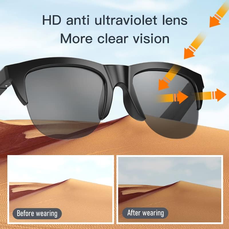 Generic 5.3 Smart Glasses Open Ear Bluetooth Sunglasses for Men Women Bluetooth Smart Sunslasses Touch Control Music