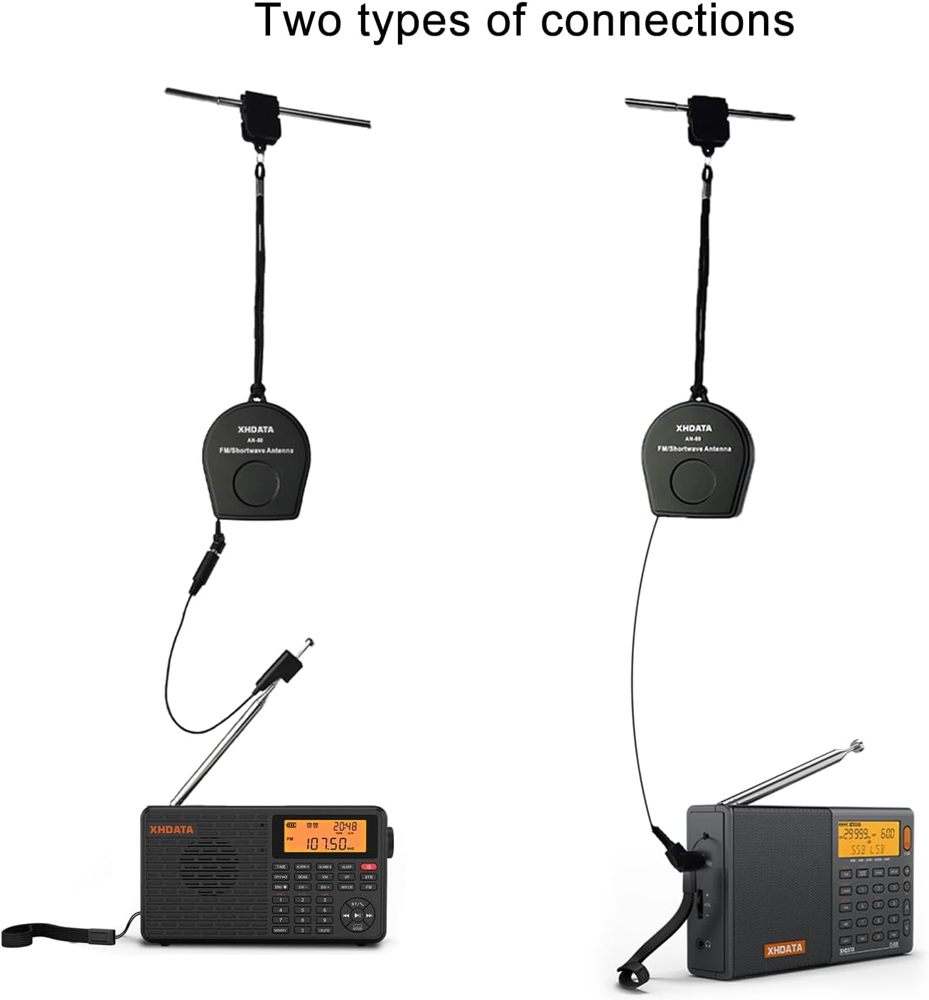 XHDATA AN-80 Shortwave Reel Antenna FM SW External Antenna Whip Antenna to Improve Signal Reception Suitable for FM SW