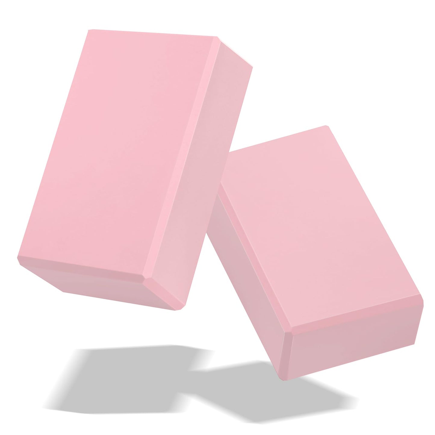 Yoga Blocks 2 Pack 3x6x9IN Foam Block Supportive Latex-Free with Stretch Band, Non-Slip Exercise Blocks for Pilates, Meditation, Balance, Stretching and Deep Poses (Pink)