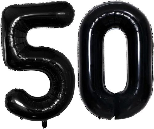 GOER Jumbo 42 Inch Number 50 Balloons - Black Foil Helium Balloons for 50th Birthday & Anniversary Celebrations