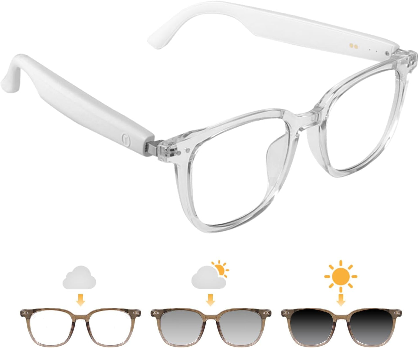 Tulbeys Smart Glasses for Women Men, Bluetooth Glasses with Photochromic Lenses, Touch Control Voice Assistant