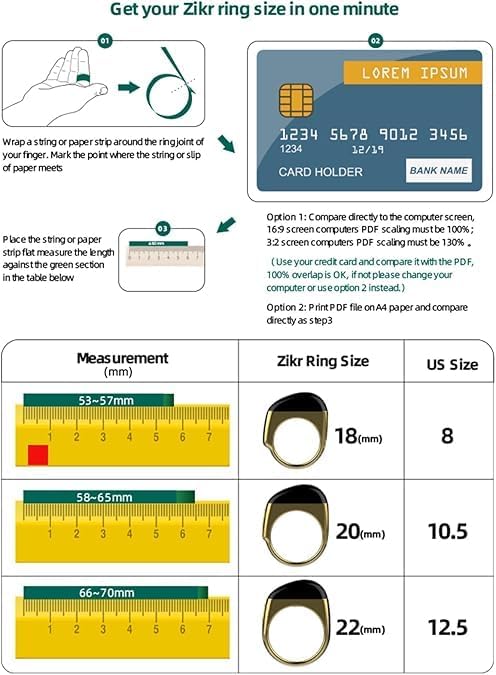 Ziemms Counter Counter 8 inch) Zikr Ring- Muslim Digital Azan Alarm Clock, Digital Tasbih Finger with OLED Screen