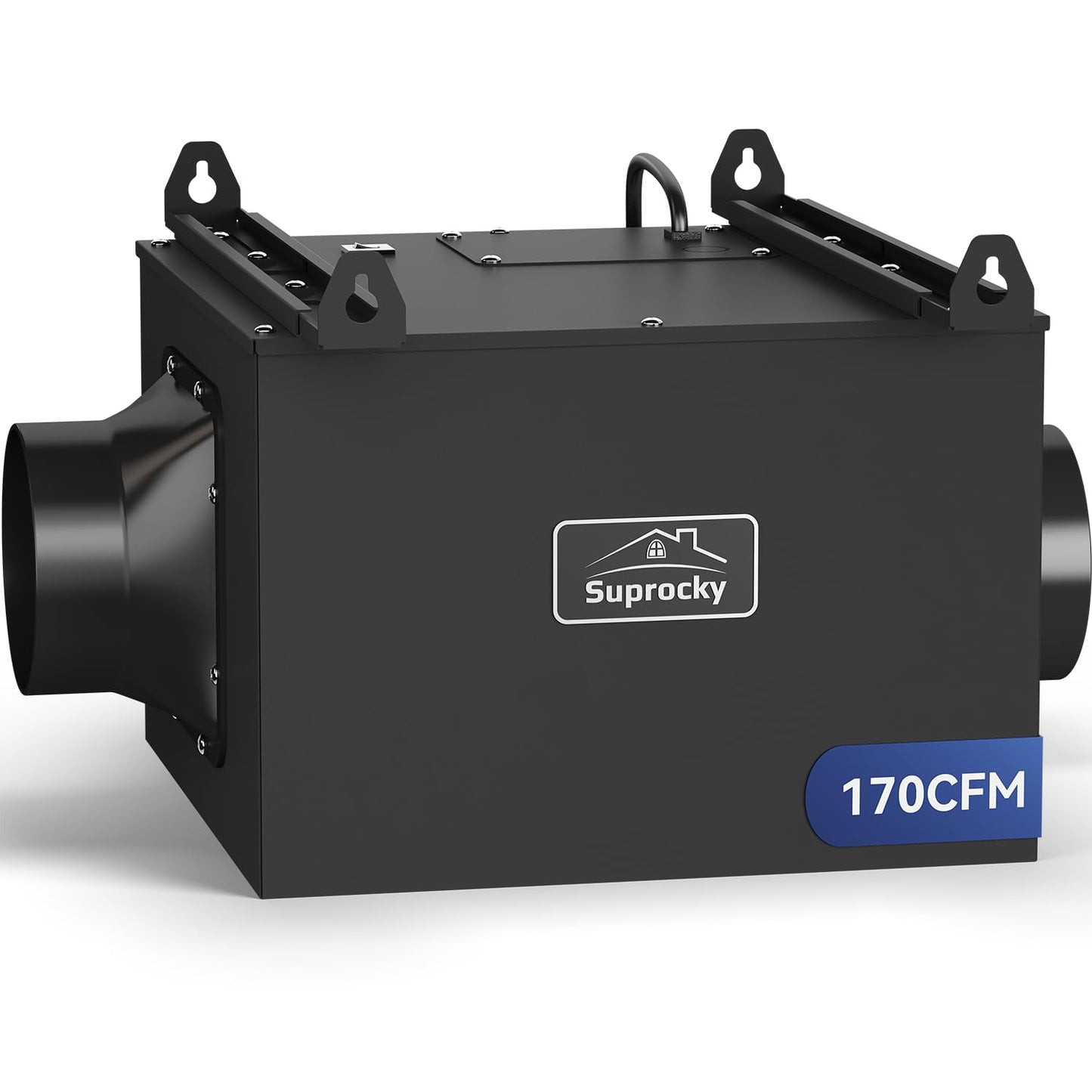 SUPROCKY 170CFM Ultra Quiet In Line Fan, Remote Mount Exhaust Ventilation Fan for Bathroom, Kitchen, Garage and Residential Applications, Black