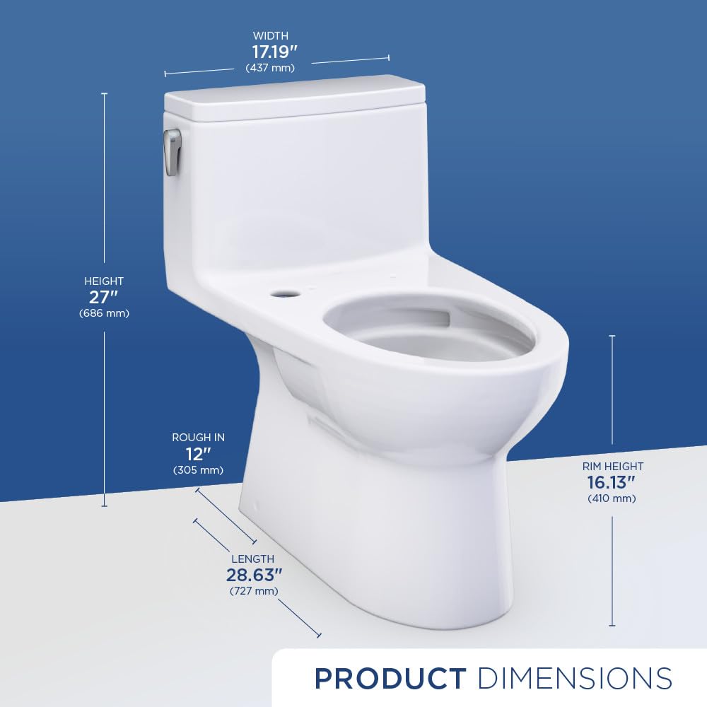 TOTO® Redington™ One-Piece Elongated 1.28 GPF WASHLET®+ and Auto Flush Ready Universal Height Toilet with CEFIONTECT®, Cotton White - CST672CEFGAT40#01