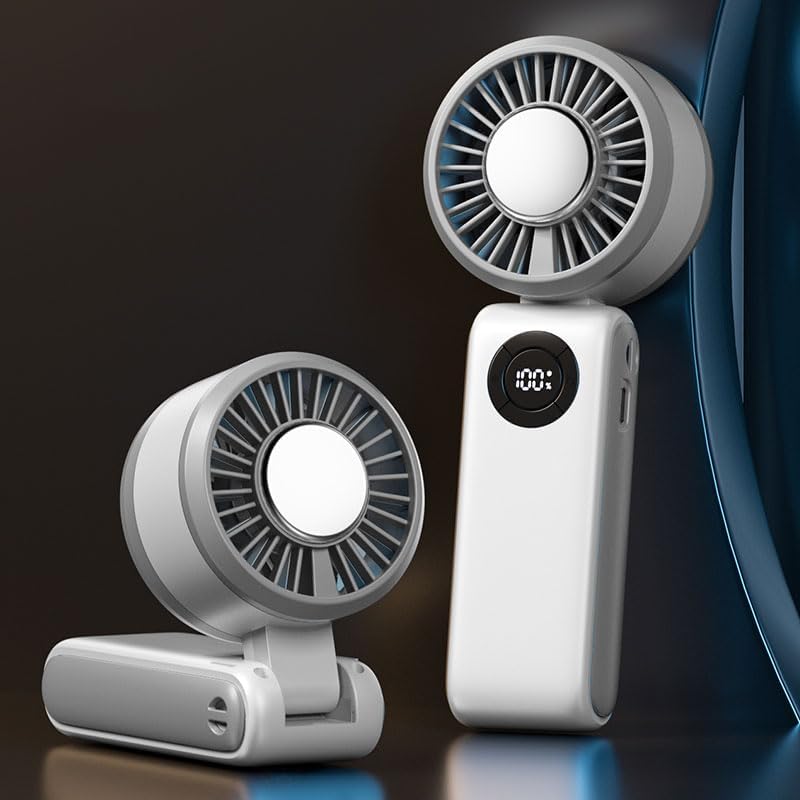 Skiennix Portable Handheld Fan - 3-in-1 Rechargeable Design with 5 Speed Settings & 4000mAh Battery | Compact & Foldable for Travel & Outdoor Use