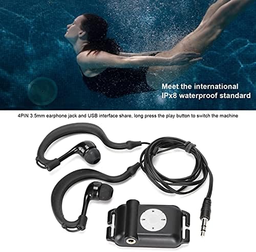 Dilwe IPX8 MP3 4GB MP3 8-10 MP3/Lossless Swimming, Player, Portable Players with Headphone, Hours Format Music Player