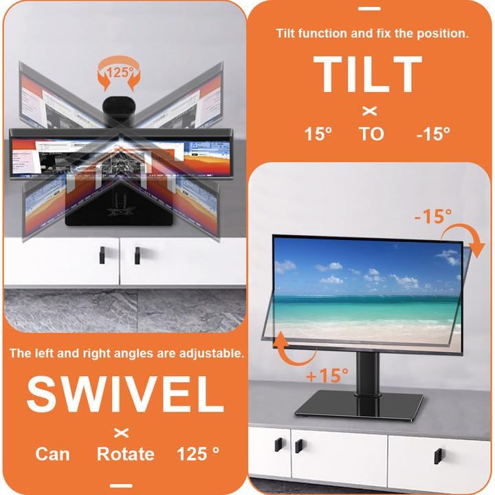 KKTONER 13 inch 32 inch 75 75mm/100 100mm 77Lbs Single Computer Monitor Stands Full Motion Swivel Free Standing Desk