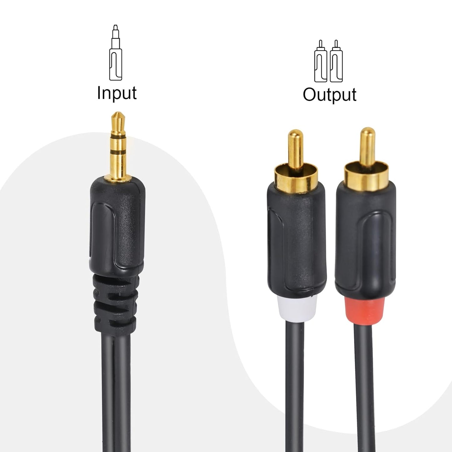 Zhaumim 59IN/5FT 2RCA RCA Cables - Stereo Jack to Plugs for Smartphone, Tablet, HDTV, DVD Player, Home Theater