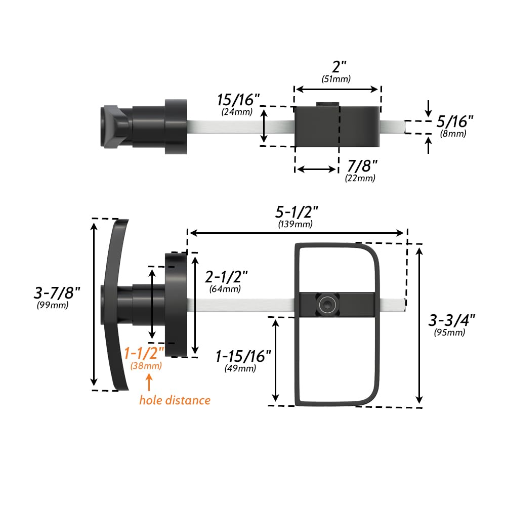 SKYSEN 4 Pack Shed Door Lock Latch, Shed Door T Handle Lock, 5-1/2" Steam- 2 Keys- Shed Door Hardware- Black(Shed Lock-4)