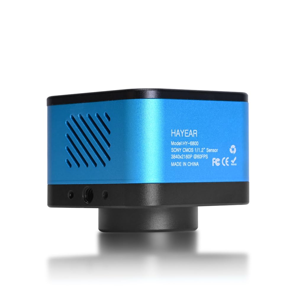 HAYEAR 4K Microscope Camera 1/1.2' Sensor High Speed 60fps HDMI USB Video Camera with Calibration for Lab, PCB Repair, Stereo Microscope