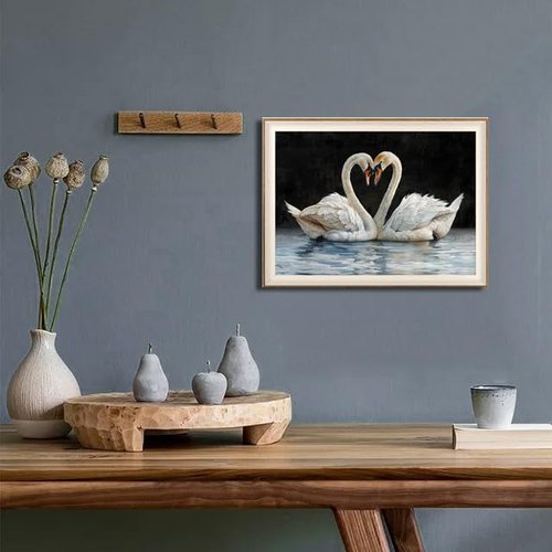 LAIART Framed Canvas Wall Art - Elegant Swan Design for Farmhouse Decor | 12x16 Inch