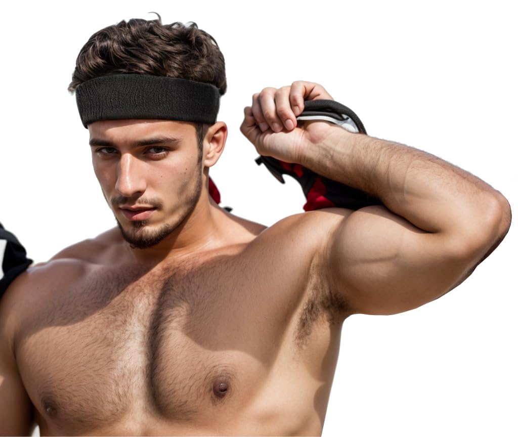 3 Pack Men & Women Sweatband Headband Terry Cloth Moisture Wicking for Sports Tennis Gym Work Out (White,Black,Gray)