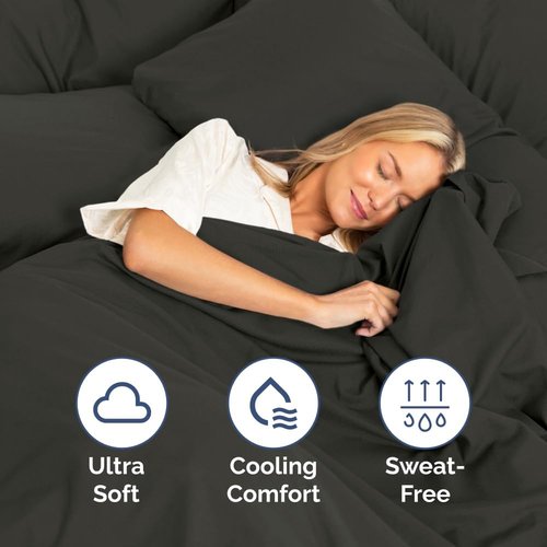 King Size 4 Piece Sheet Set - Ultra-Soft Cooling Bed Sheets | Hotel Luxury Bedding - Charcoal