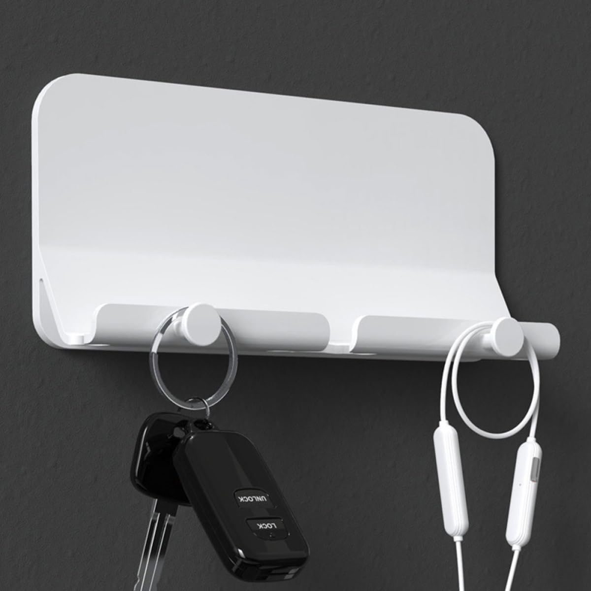 BESPORTBLE Wall Adhesive Phone Charging Stand with Hook, Smartphone Holder and Storage Organizer for Bedroom