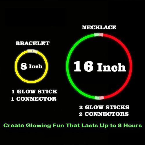 Glow Sticks Bulk Party Pack - 100PCS 8” Glow In The Dark Bracelets | Perfect For Halloween & Camping Fun