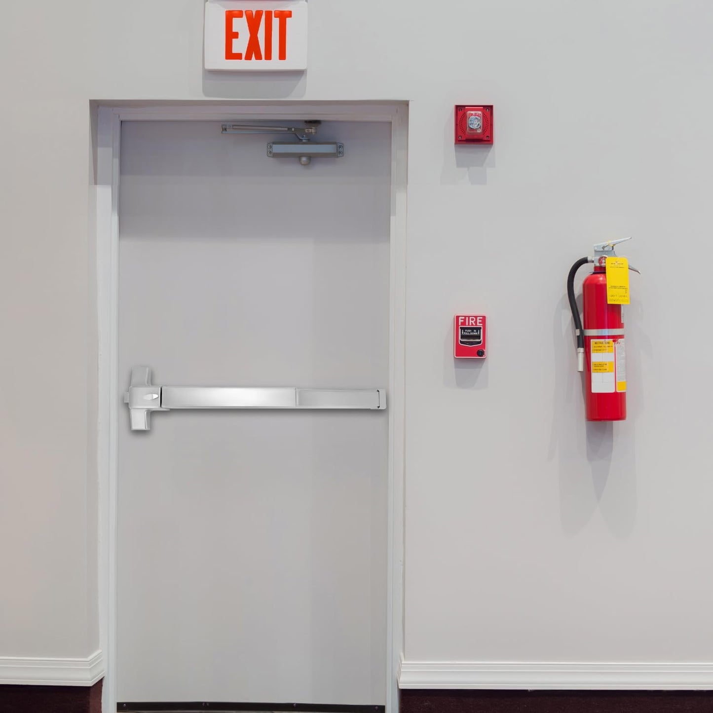 QWORK Door Security Bar, Heavy-Duty Steel Push Bar Emergency Exit Door Device with Fire-Proof Lock and Lever, Push Up Bar, Door Security Devices