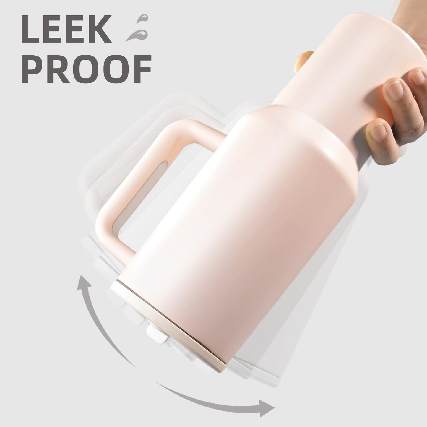 Shoindary Leak Proof 40 oz Flip Straw Tumbler with Handle - Fits in Cup Holder, Reusable Vacuum Insulated Stainless Steel with Rubber Base & BPA Free Lid - Gifts for Women & Men(rose quartz1)